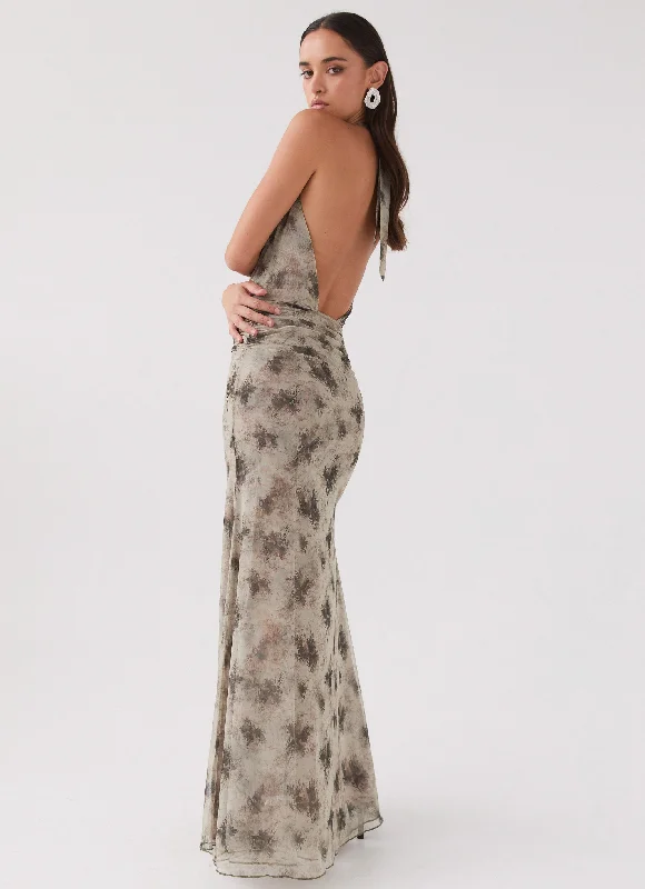 Matilda Halterneck Maxi Dress - Sage Smoke