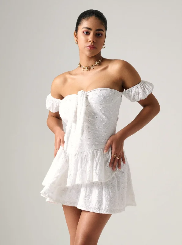 Misty embroidered white mini dress