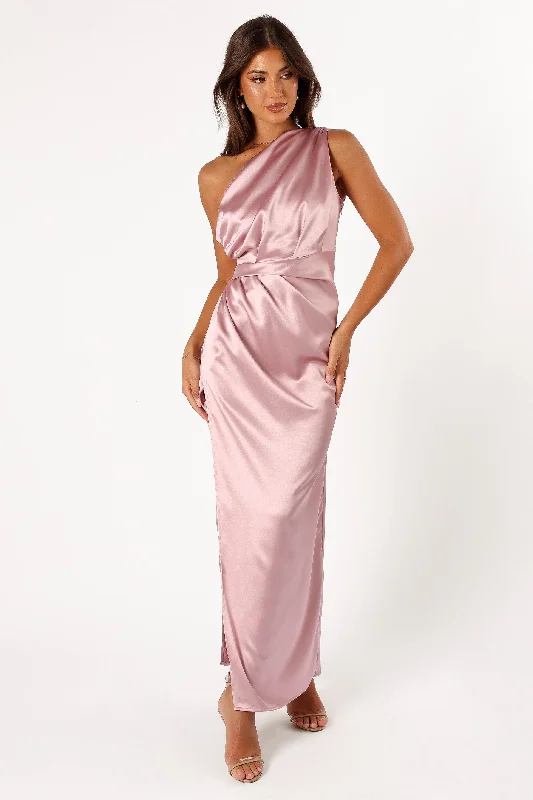 Nadia One Shoulder Maxi Dress - Dusty Rose