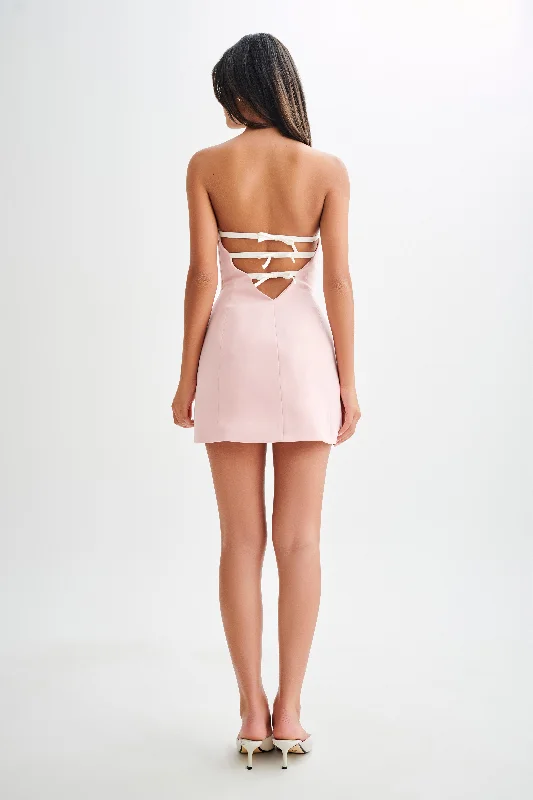 Neeka Strapless Bow Back Mini Dress - Pink