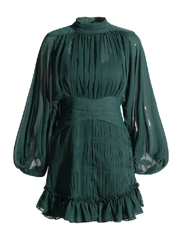 Nicola Long Sleeve Mini Dress - Emerald Green