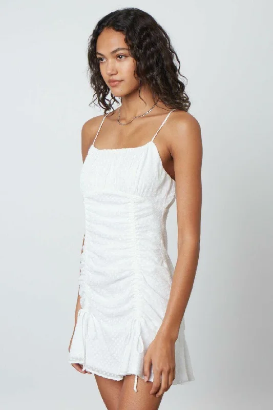 Nicole White Ruched Mini Dress