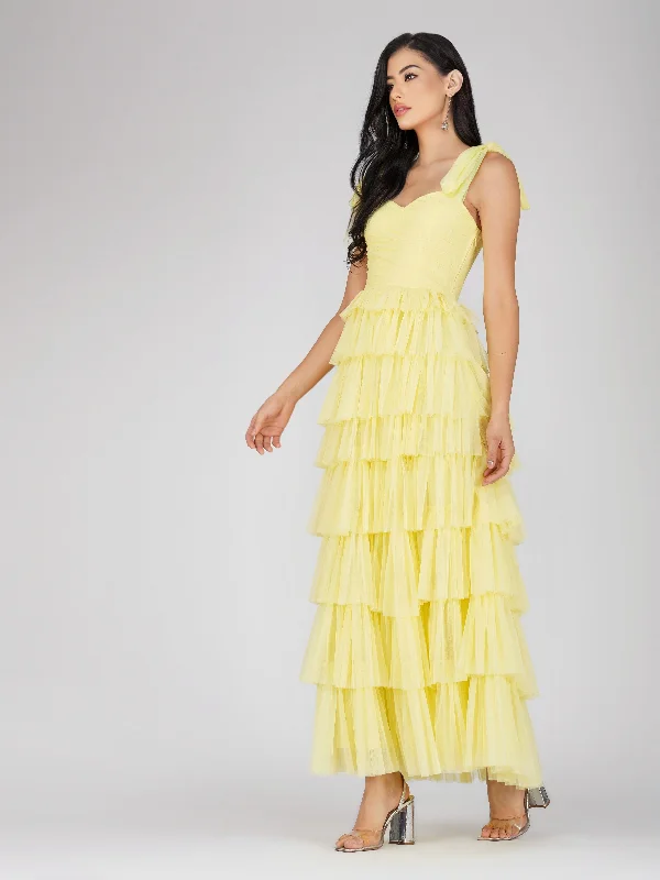 Ophelia Yellow Maxi Dress with Tie Detail