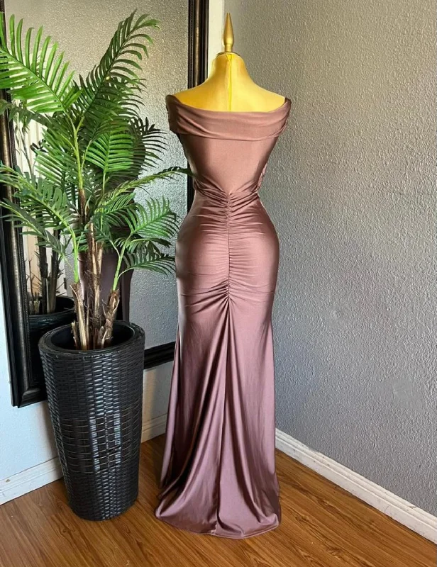 Rose Gold Wrapped Ruched Formal Dress