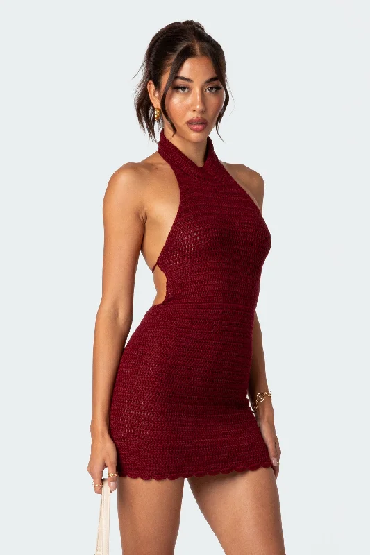 Novalie Crochet Open Back Mini Dress