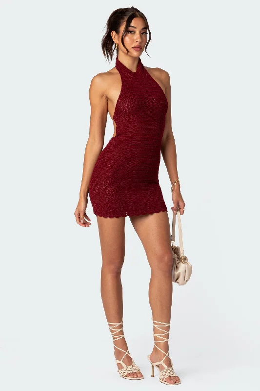 Novalie Crochet Open Back Mini Dress