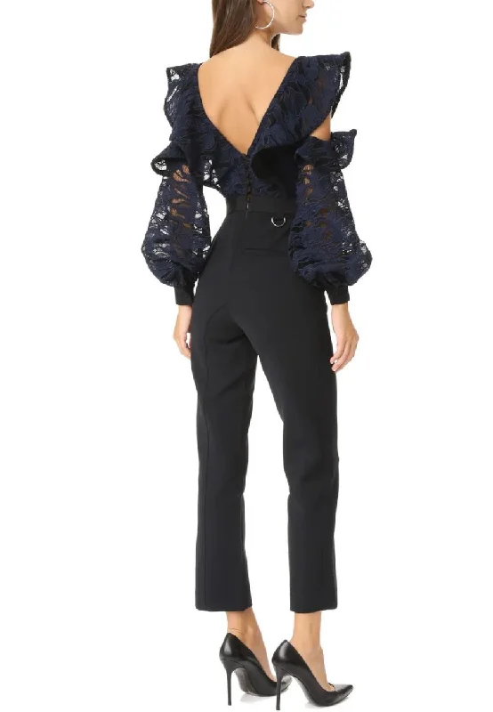 Navy and Black Camo Lace Frill Jumpsuit