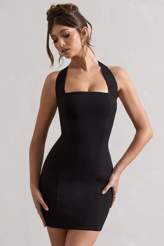 Soul | Black Bodycon Halter-Neck Mini Dress