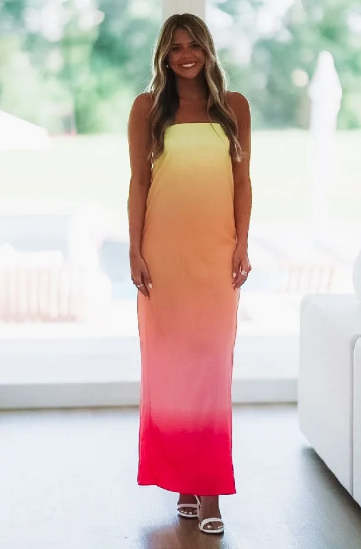 Sunshine of my Love Maxi Dress - Yellow, Pink and Orange