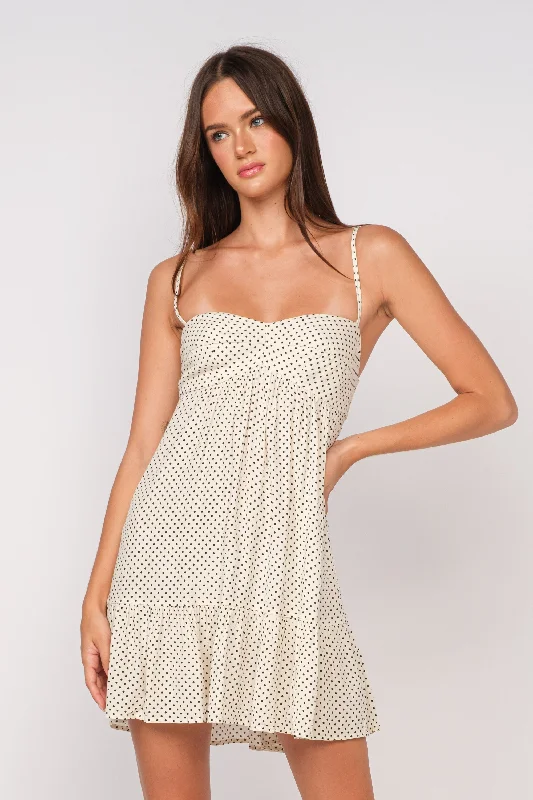 Susie Ivory Polka Dot Babydoll Mini Dress