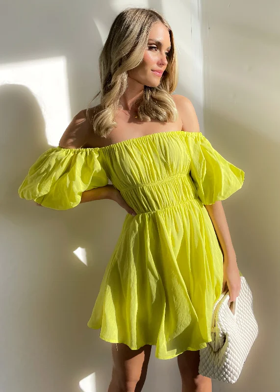 Tami Off Shoulder Dress - Lime