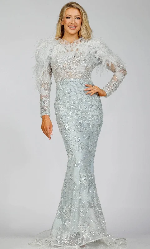 Terani Couture 231M0491 - Fur Ornate Mermaid Evening Gown