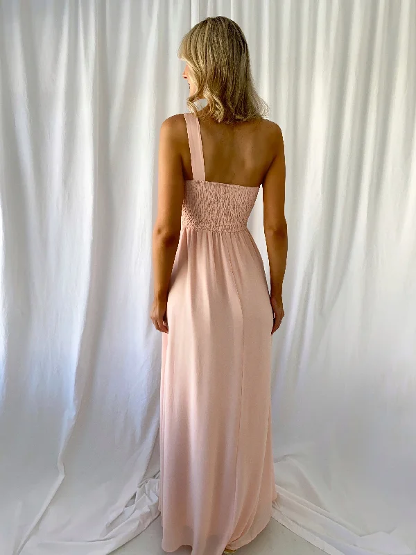 Tracy One Shoulder Draped Top Maxi Dress - Old Rose