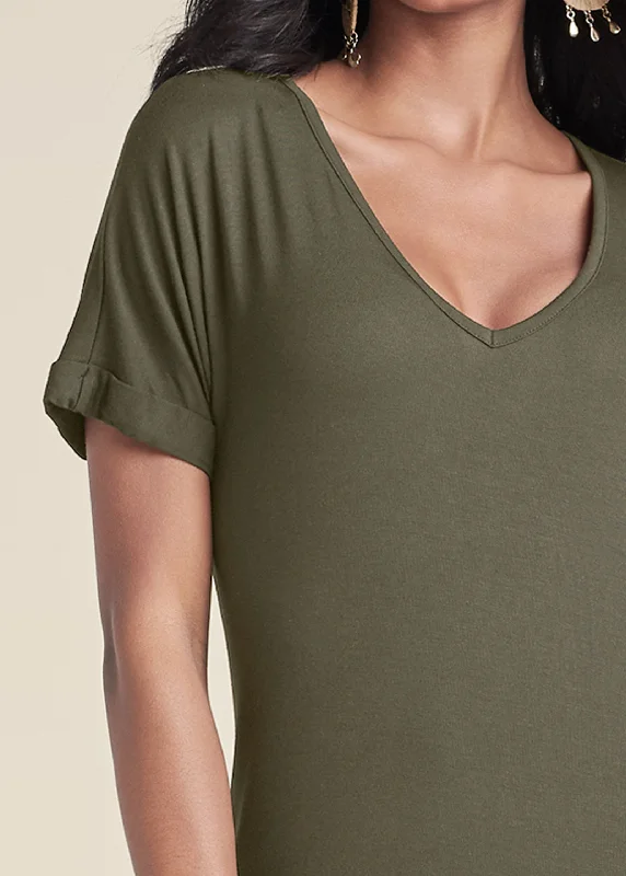 Casual T-shirt maxi dress - Olive