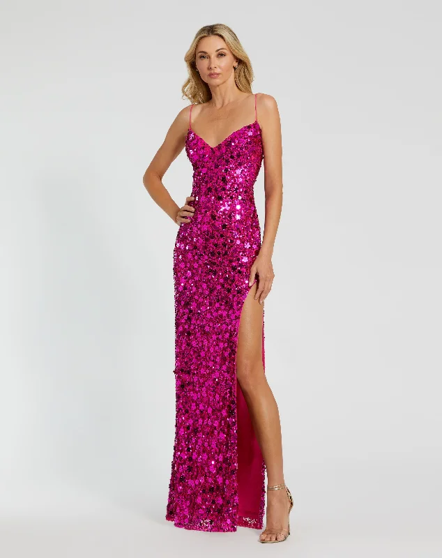 Embellished Spaghetti Strap Sweetheart Gown with Slit