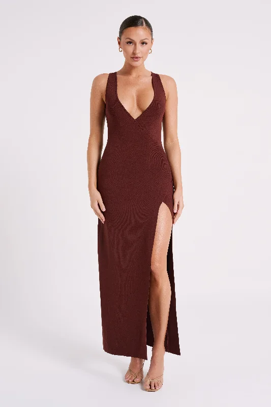 Araminta Knit Maxi Dress - Dark Chocolate