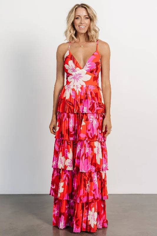 Capriana Tiered Maxi Dress | Red Multi