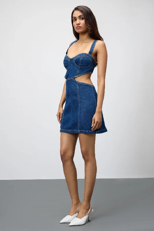 Cut Out Mini Denim Dress