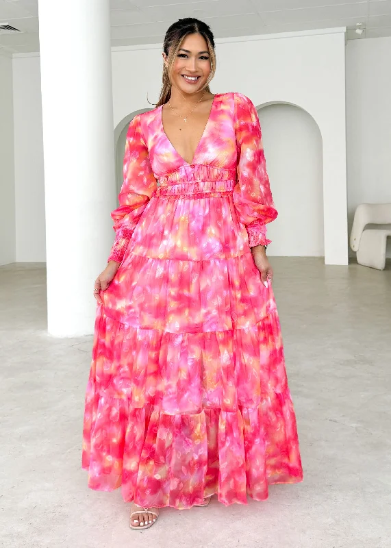 Edinna Maxi Dress - Pink Splash