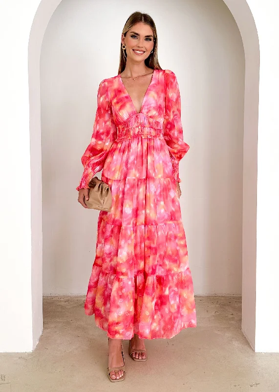 Edinna Maxi Dress - Pink Splash