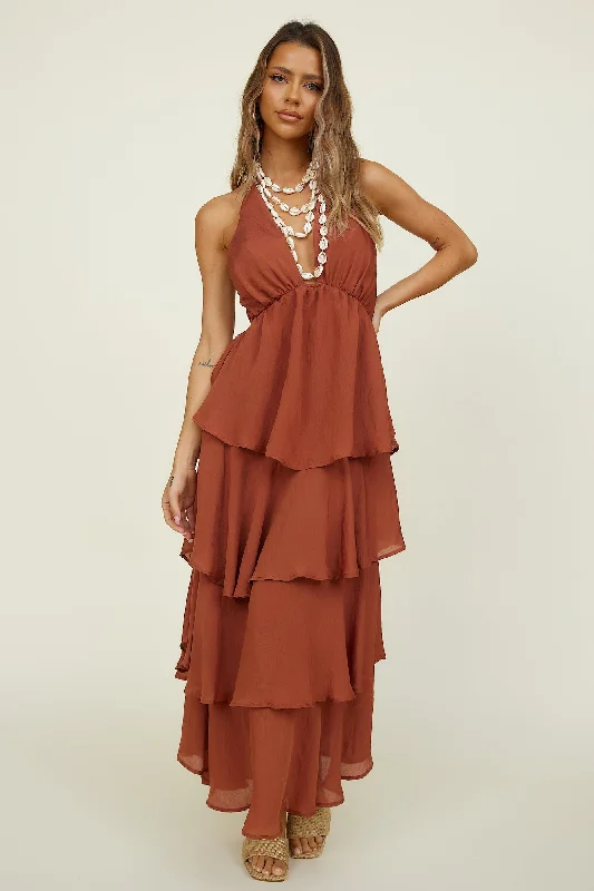 Focus On Me Maxi Dress Brown