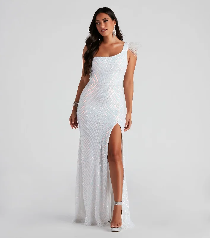 Hanna Formal Sequin Feather Dress