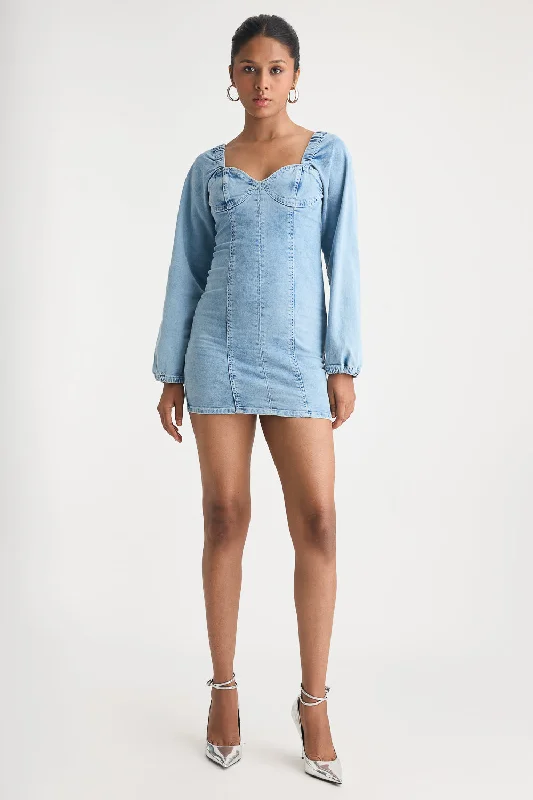 Light Blue Full Sleeve Denim Dress