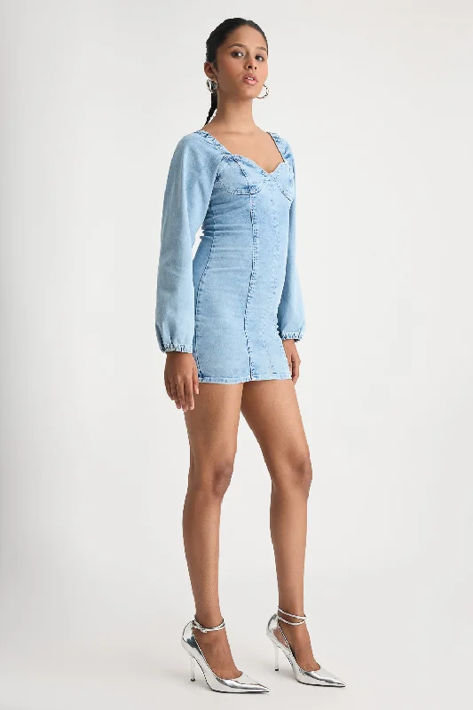 Light Blue Full Sleeve Denim Dress