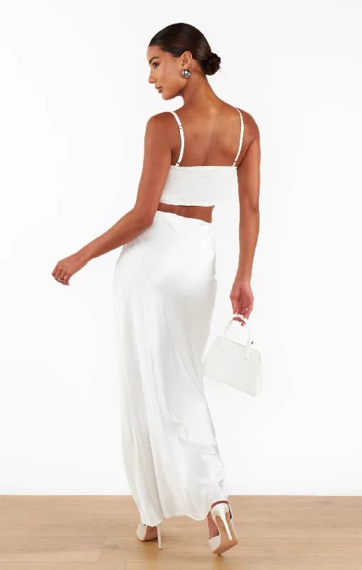 Maxi Slip Skirt ~ Ivory Luxe Satin