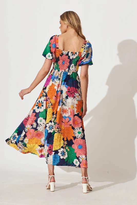 Mel Maxi Dress In Dark Multi Floral