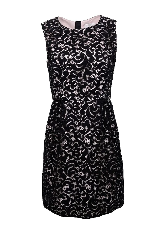 Milly - Black & Pink Lace Sleeveless Cocktail Dress Sz 8