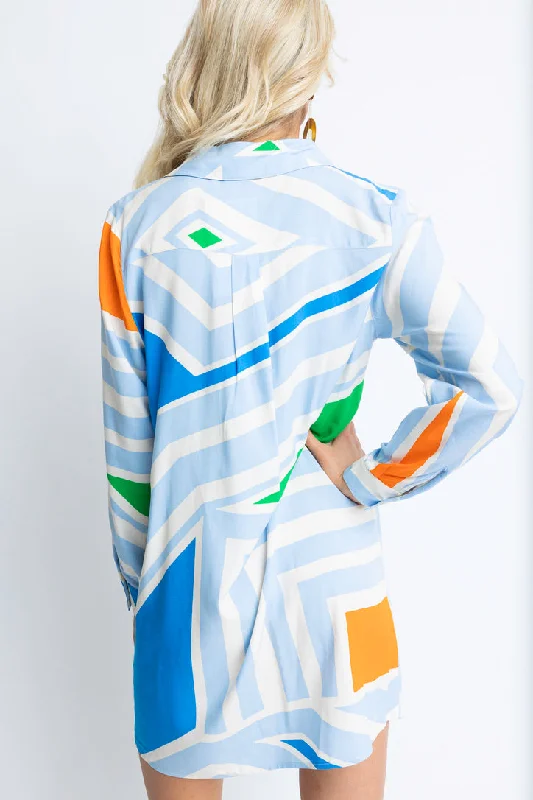 Multi Geometric Shirt Dress