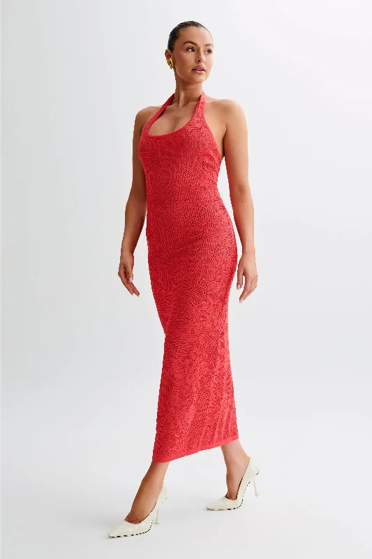 Patrizia Knit Halter Maxi Dress - Pomegranate