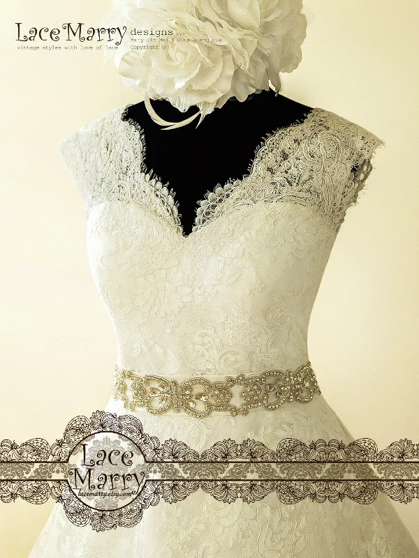 Tea Length Wedding Dress from Alencon Scalloped Lace