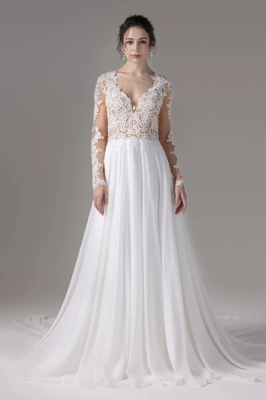 A-Line Court Train Lace Wedding Dress CW2800