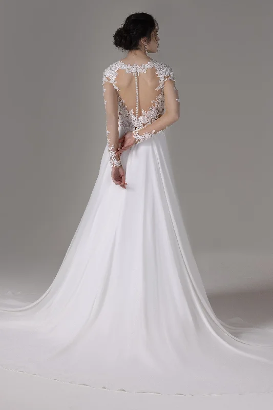 A-Line Court Train Lace Wedding Dress CW2800