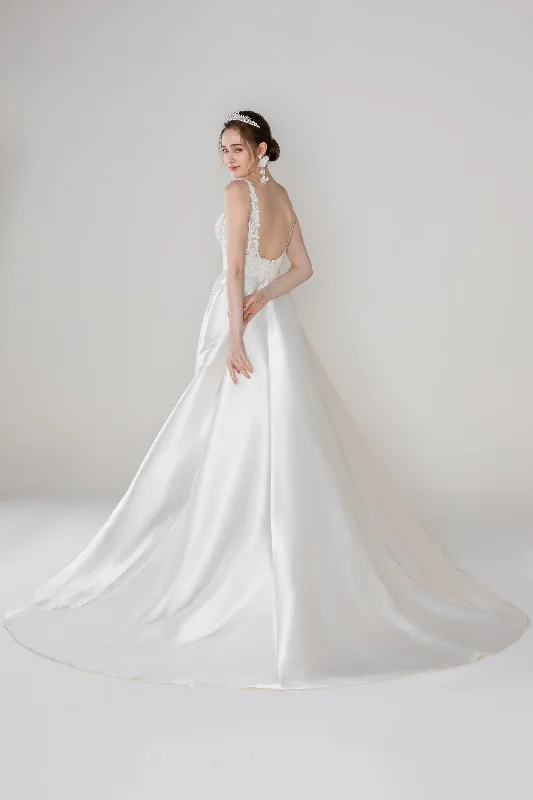 A-Line Court Train Mikado Wedding Dress CW2449