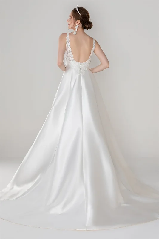 A-Line Court Train Mikado Wedding Dress CW2449