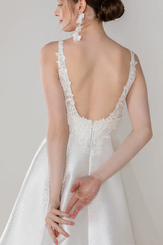 A-Line Court Train Mikado Wedding Dress CW2449