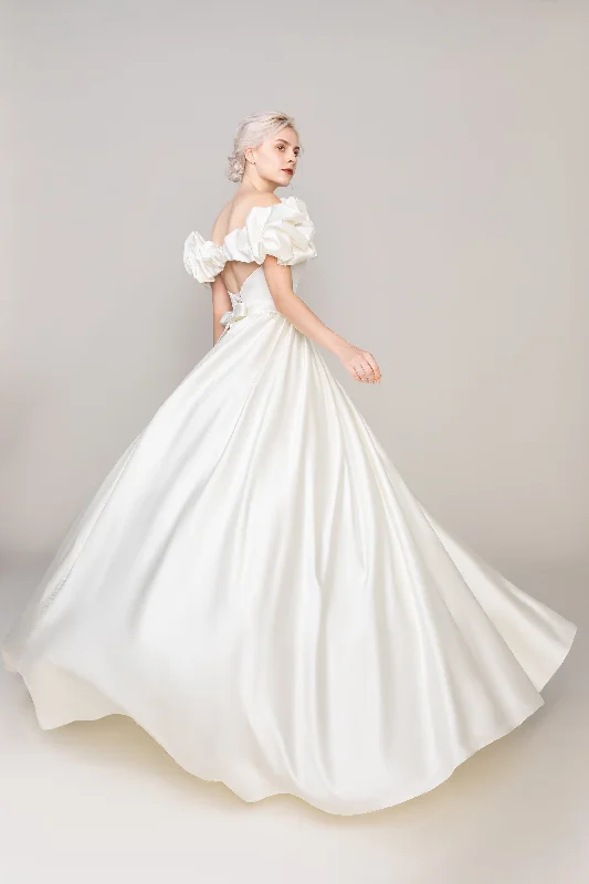 A-Line Court Train Satin Wedding Dress CW2478