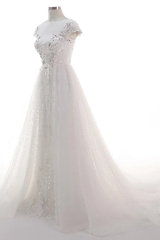 A-Line Court Train Tulle Wedding Dress CW2456