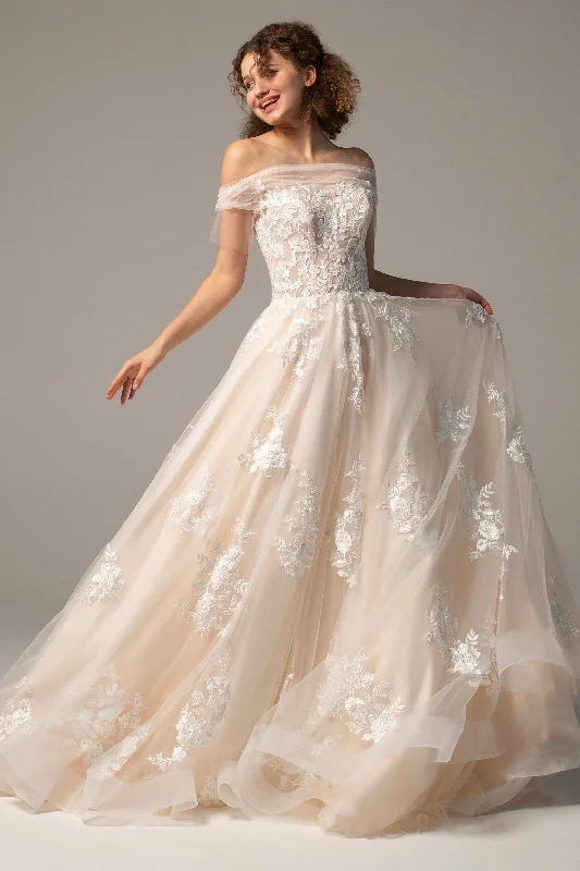 A-Line Court Train Tulle Wedding Dress CW2355