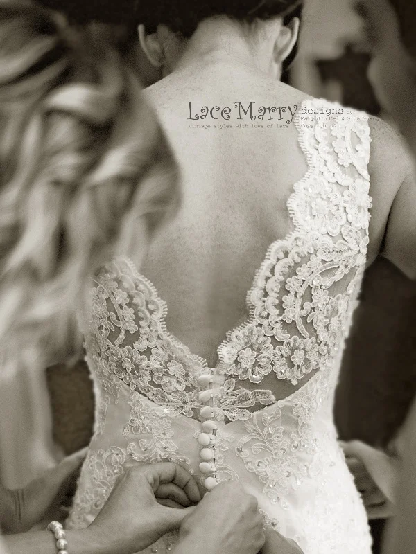 Beaded Lace Wedding Dress in Fit and Flare Shape