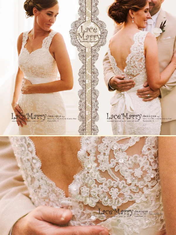 Beaded Lace Wedding Dress in Fit and Flare Shape