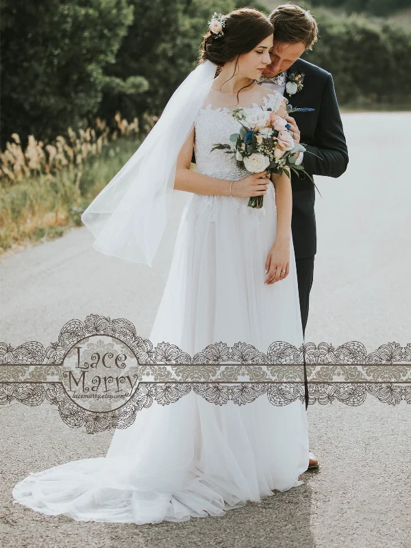 Boho Summer Wedding Dress with Airy Tulle Skirt