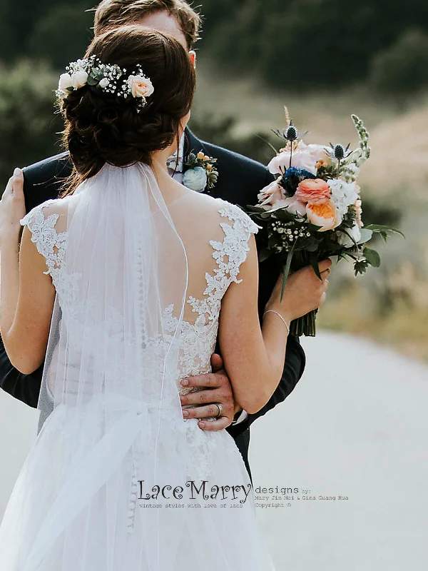 Boho Summer Wedding Dress with Airy Tulle Skirt