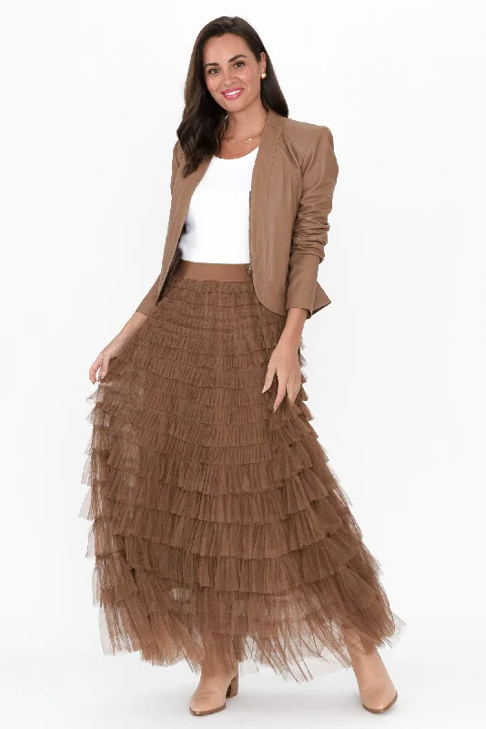 Chance Brown Tulle Maxi Skirt