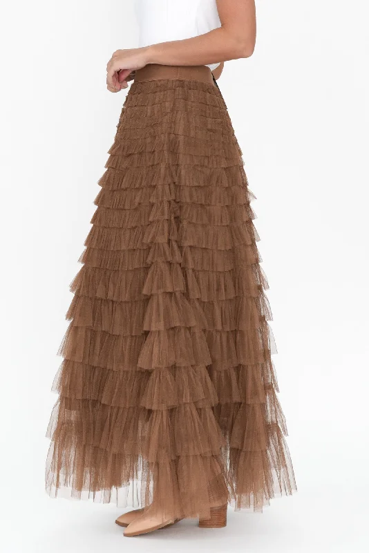 Chance Brown Tulle Maxi Skirt