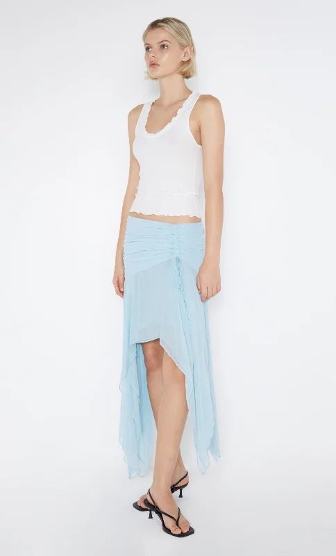 ELZETTE ASYM MIDI SKIRT - DOLPHIN BLUE