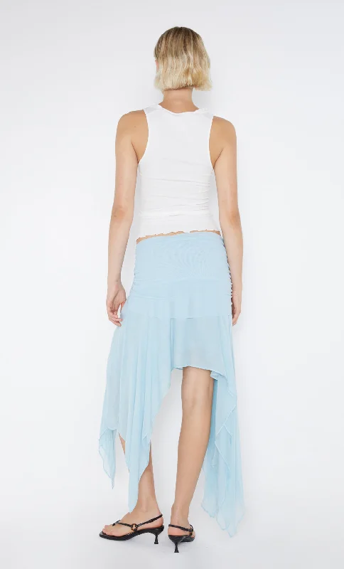 ELZETTE ASYM MIDI SKIRT - DOLPHIN BLUE